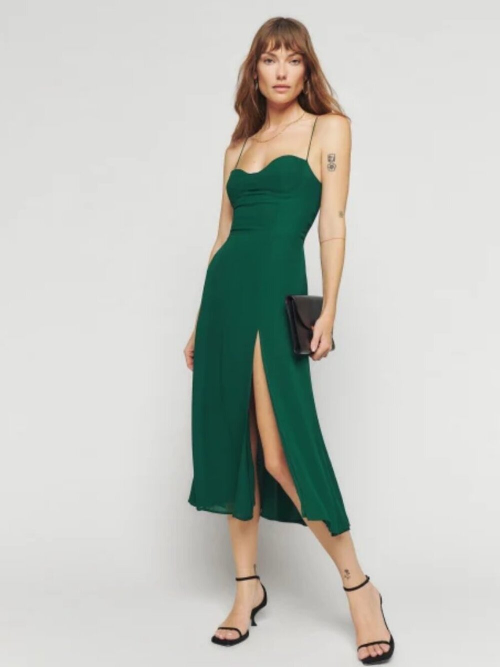 NWOT Reformation Juliette Dress in Emerald Green Sleeveless Midi Size 2